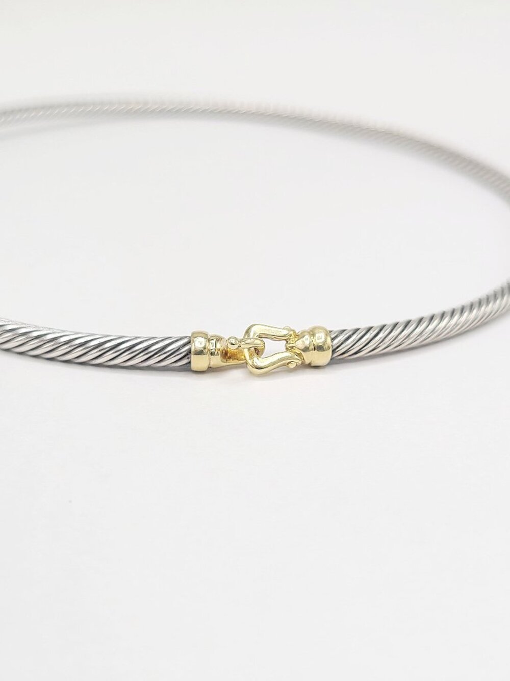 David Yurman Cable Buckle Choker Necklace w/ 18K Yellow Gold - 4mm - 15" - RARE - Picture 8 of 15